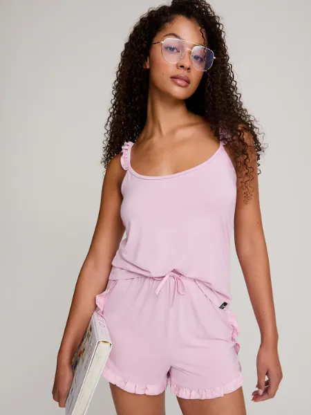 Sleeveless Bamboo Lace Cami Short Pyjama Set